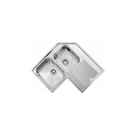 Lavello ZENITH ad angolo 83x83 2 vasche sinistre+ gocciolatoio ACCIAIO INOX (1/5)