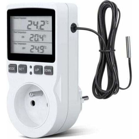 Prise Thermostat, Prise Minuteur Digital, Prise Programmable Digitale avec Sonde, Minuterie Numérique Programmable, Prise Thermostat chauffage pour Serre, Aquarium, (1/4)