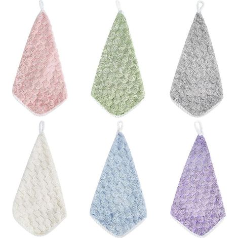 Lot de 6 nappes carrées en microfibre avec boucle de suspension. (1/3)