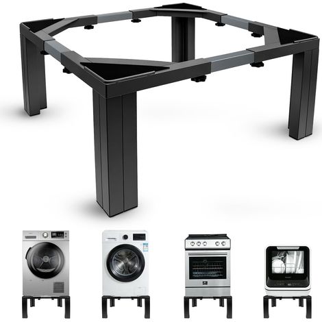 Support réglable pour machine à laver en acier inoxydable noir, plage de réglage de 54 à 73 cm, rehausseur universel pour machine à laver de 30 cm de hauteur, capacité de charge 500 kg (1/5)