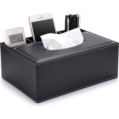 Ledertasche für Taschentücher, herausnehmbar, für das Wohnzimmer, multifunktionale Aufbewahrung für Fernbedienung und Innenraum. (1/4)