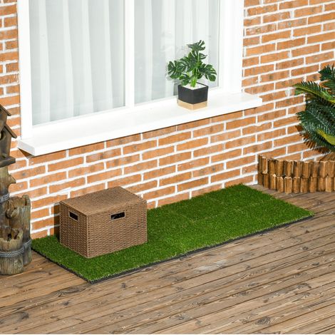 Piastrelle in erba artificiale 30x30 cm set da 10 in PP e PE verde scuro per balcone - CHICFURN (1/5)