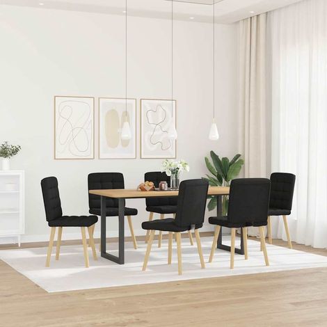 Lot de 6 Chaises à manger，Chaise de cuisine noir tissu CFW73168 (1/5)