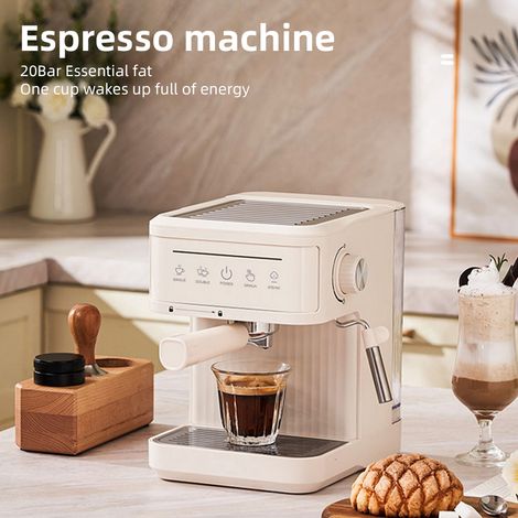 Machine à Café Électrique Multifonction 850W 20Bar avec Portafiltre, Deux Filtres, Steam Wand à 3 niveaux pour Latte Art Espresso (1/4)
