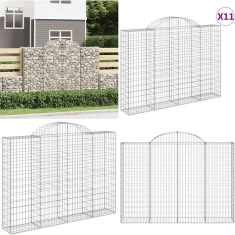 Paniers à gabions arqués 11 pcs 200x30x140/160 cm Fer galvanisé - Panier Gabion - Mur Gabion - Clôture Gabion - Décoration Jardin - Barrière Jardin - Home & Living (1/5)
