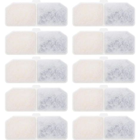 Filtres pour fontaines à eau pour chats, compatibles avec les fontaines de 3 L, charbon actif, résine, lot de 10 (1/3)
