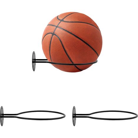 3pcs Support Mural pour Basket, Porte-Basket en Fer avec vis Assorties Présentoir à Balles pour Organisateur d'Accessoires Sportifs (1/5)