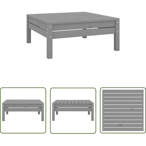 INLIFE Repose-pied de jardin Gris Bois de pin solide (1/5)