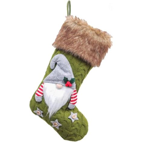 1 chaussette de Noël tricotée en forme de Père Noël à suspendre (1/5)