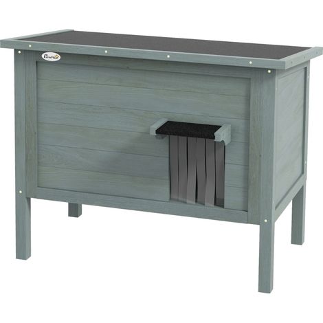 Maison pour chats d'extérieur en bois massif, isolée, avec fenêtre et entrée, 85 x 50 x 68,5 cm, gris foncé/noir (1/5)