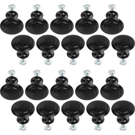 Maniglie rotonde per mobili in acciaio inox nero, 20 set (1/5)