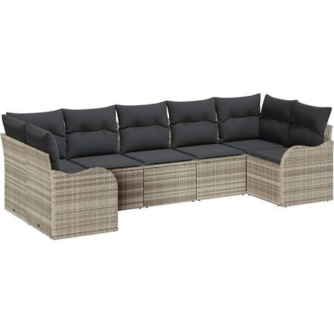 Maison Exclusive - Gartensofa-set Hellgrau Poly-Rattan