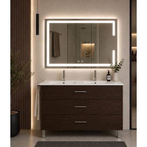 Mobile bagno con lavabo ORIGENBATH RIBERA senza specchio 120x45 cm doppio lavabo frassino tea (1/3)