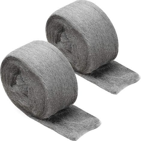 Wire Wool, Set of 2 Steel Wool 0000 Grade Wire Wool Cleaning Wire, Fine Wool Polishing Pads for Maintenance and Finishing of Wood Glass Metals Heavy Duty Pad (1/5)