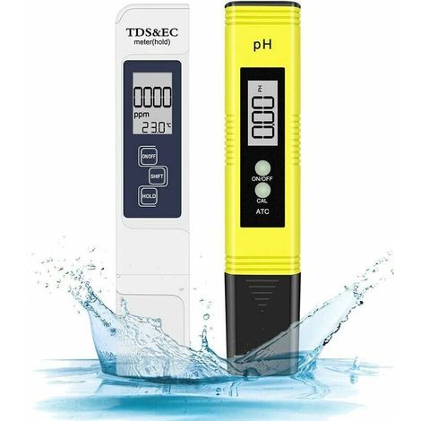 Testeur pH Piscine, Mètre Électronique 4-en-1 PH TDS Testeur de Qualité de l'eau, Température avec Écran LCD,Test pour Potable, Aquariums, Hydroponie, Piscins (1/5)