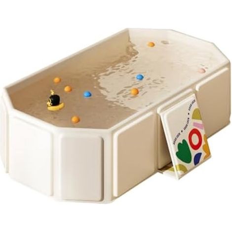 Bañera plegable para bebés, Bañera portátil para 0 8 años, Bañera plegable bebés pequeños tapón drenaje, Multifuncional, ligera, color beige