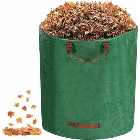 Sac à déchets de jardin RHAFAYRE 272 L, vert, avec poignées, indéchirable, pliable et réutilisable. (1/5)