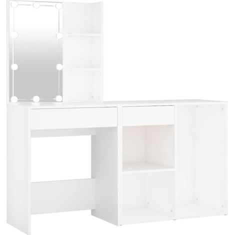Coiffeuse design contemporaine à led avec armoire blanc bois d'ingénierie (1/3)