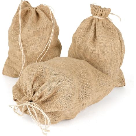 3 Sacs Toile Jute 30 x 40 cm Cordon Sac stockage Conservation Pomme de terre Sac récolte Noix (1/4)
