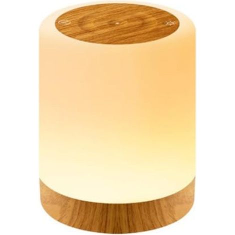 Siebenfarbige, berührungsempfindliche Tischringleuchte, kreatives Holzdekor, wiederaufladbares Touch-Nachtlicht/Lampe/Stimmungslicht (1/5)