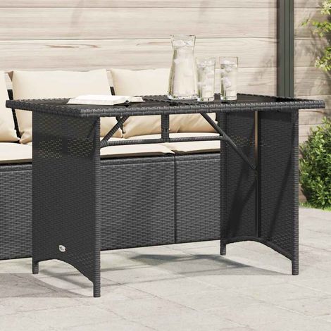 vidaXL Tavolo da Giardino Piano in Vetro Nero 110x68x70 cm Polyrattan (1/5)