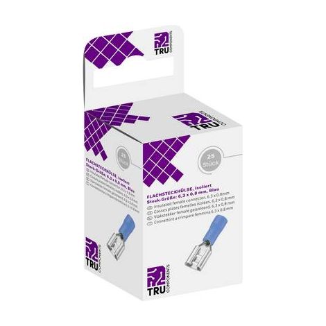 ASSORTIMENT DE COSSES À LANGUETTE FEMELLES 6.30 MM X 0.80 MM TRU COMPONENTS T1904C039 8436660 180 ° PARTIELLEMENT ISOLÉ BLEU 25 (1/3)