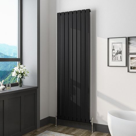 Biubiubath Black Flat Panel Radiator Central Heating Vertical Single Desinger 1600x544mm (1/5)