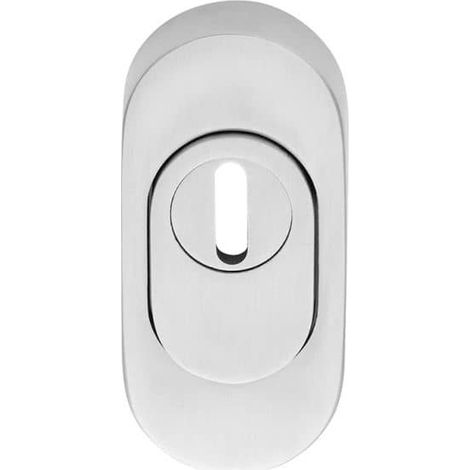 HDM Professional Schutzrosette oval mit Ziehschutz u. Feder, Edelstahl matt (1/3)