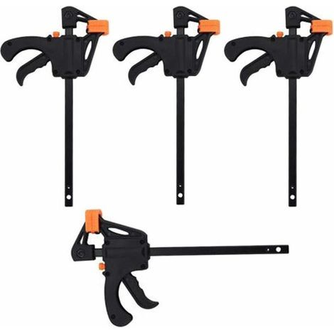 4-Piece Clamp Set, 4-inch Ratchet Bar Clamp, Quick Release Ratchet Hand Clamp, Heavy-Duty Alloy Clamp for Quick and Easy Clamping Applications, DIY Woodworking Tool Kit (1/5)