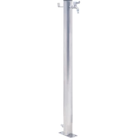 Vidaxl – Colonne à eau de jardin 60 cm acier inoxydable rond – Robinet avec crochet – Filetage 21 mm – Base stable pour fixation au sol