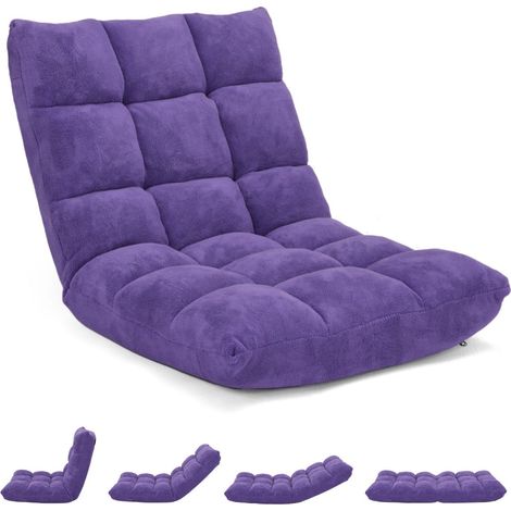 Silla de meditación plegable 54,5 x 56 x 54,5 cm 14 posiciones ajustables diseño moderno de lana de coral violeta 200019173