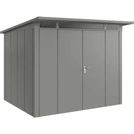 Hörmann Metall-Gerätehaus "Juno" mit Pultdach, JPD9 - Design, 262 x 214 cm (B x T), graualuminium, 2-flüglige Tür (1/5)