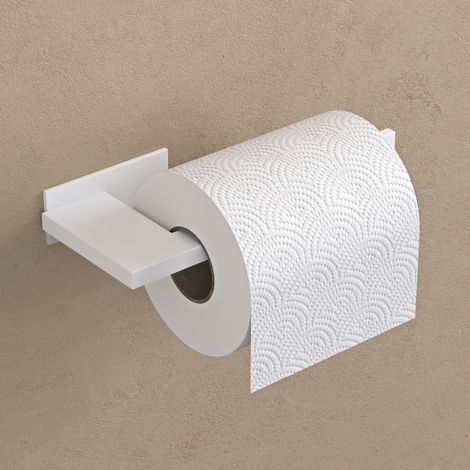 doporro Portarrollos de Papel Higiénico en Acero Inoxidable 304, Adhesivo y Fijación con Tornillos, Anticorrosión y Antióxido, Blanco Mate, Lino-03 (1/5)