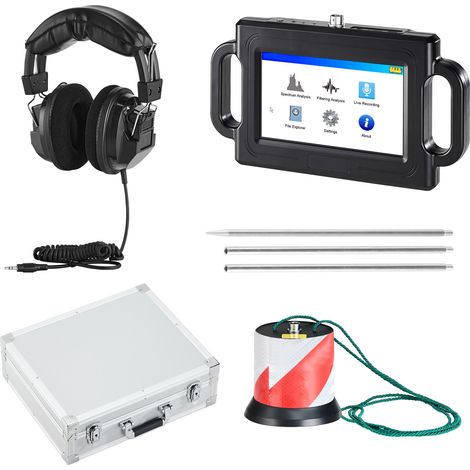 Mophorn Detector de fugas de agua para tuberías, rango de 1–5000 Hz, pantalla táctil de 17,78 cm, profundidad de detección de hasta 2 m,  3auriculares, tarjeta de 8 GB y estuche de transporte (1/5)