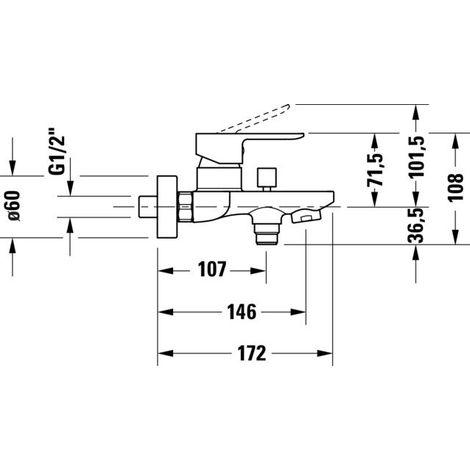 Duravit D-Code Mitigeur monocommandé pour bain apparent, (1/2)