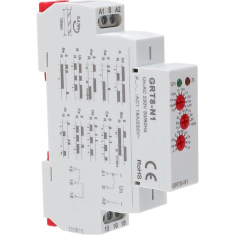 Minuterie temporisée à relais réglable, 230 V CA, avec indicateur LED (1/5)