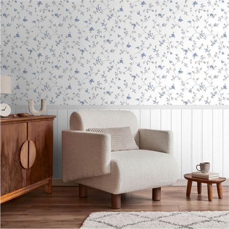 Photo wallpaper wall Profhome 398052 hot embossed non-woven wallpaper slightly textured with floral pattern matt cream cream blue green 1,59 m x 2,8 m (1/5)