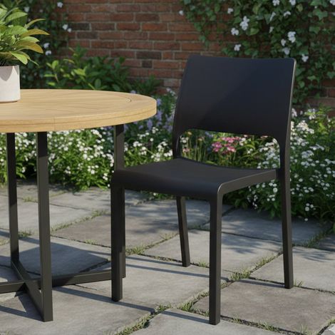 Dmora Stapelbarer Monoblock-Stuhl, Made in Italy, Farbe Anthrazit, Maße 52,50 x 82 x 46,50 cm (1/5)