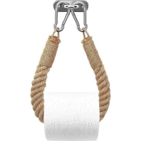 Porte-papier toilette,porte-serviette en corde de chanvre industrielle décoration pour toilette salle de bain baignoire-50x2cm (1/5)