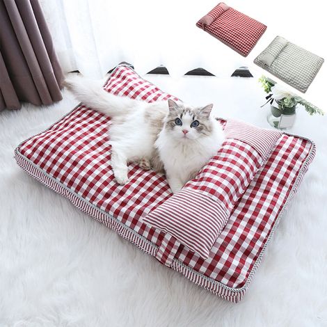 Tapis Pour Animaux - 65 x 45 x 8 cm - Tissu Doux Lavable avec Fermeture Éclair Double Face - Fond Anti-dérapant en Oxford - Rouge - 1 Pièce
