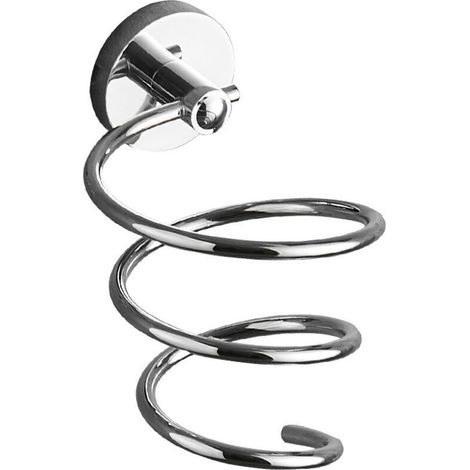 (Colore acciaio inox) Supporto per asciugacapelli da parete, supporto per asciugacapelli in acciaio inox, supporto per cavo da bagno cromato -Crezuo