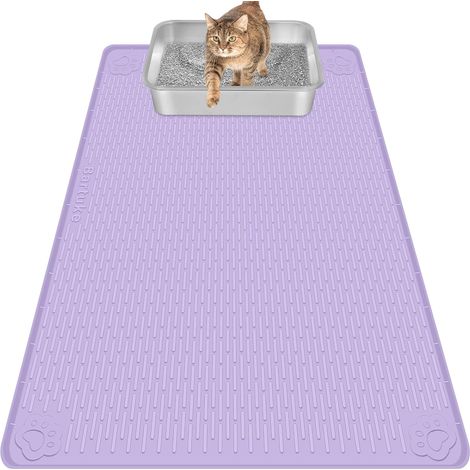 Tapis Litiere Chat, Tapis de Litière pour Chat en Silicone Extra Grande 40 "x 28" Doux pour Les Pattes du Chat, Facile à Nettoyer (Violet) (1/5)