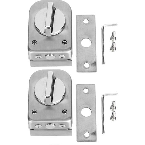 2 Verrous de porte d'armoire en acier inoxydable, loquets à vis pour portes en verre, salle de bain, WC, boutique (1/5)