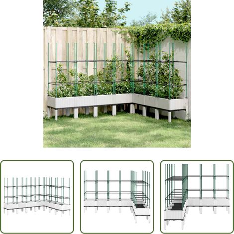Treillis -  Jardinière avec treillis blanc 200x160x142,5 cm PP (1/5)