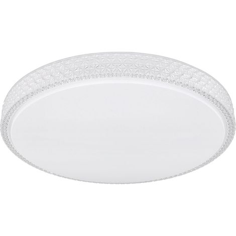 Deckenleuchte mit Fernbedienung Deckenlampe dimmbar Kristalle Kristallleuchte Sterneneffekt, CCT, Metall weiß, LED 40W 3200Lm warmweiß-kaltweiß, D 60 cm