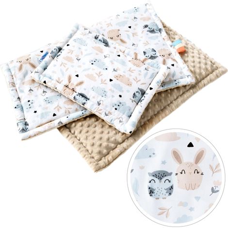 BabyU, copertina e cuscino per neonati con imbottitura in cotone e nastri sensoriali 75x55 cm (1/5)