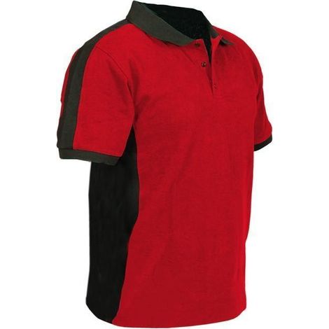Polo de trabajo roja y negra 210 g/m2, 95% algodón y 5% elastano, talla XXL (1/4)