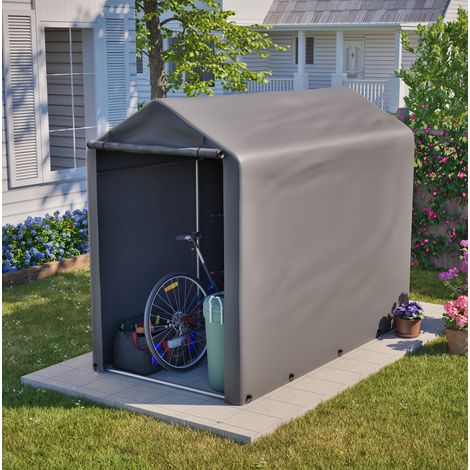 Abri vélo extérieur 187 x 100 x 160 cm imperméable en PE et acier galvanisé gris foncé DESVIAE (1/5)