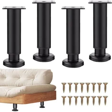 Lot de 4 pieds de meubles réglables, 18-30 cm, pour meubles de salle de bain, table, chaise, bureau, cuisine, armoire, canapé. (1/3)