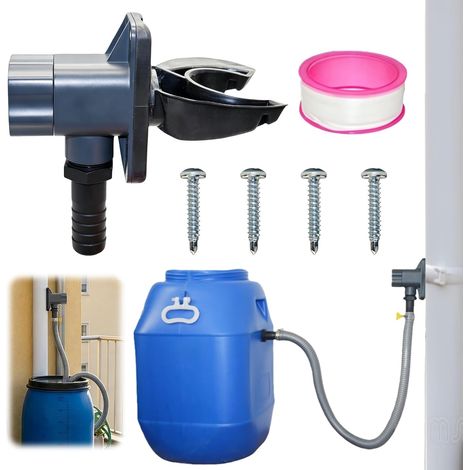 Collecteur d'eau de pluie pour tuyau de descente de 70 à 110 mm - Avec bande en téflon et 4 vis - Raccord de citerne de pluie Speedy pour surfaces de toit jusqu'à 80 m² (1/5)